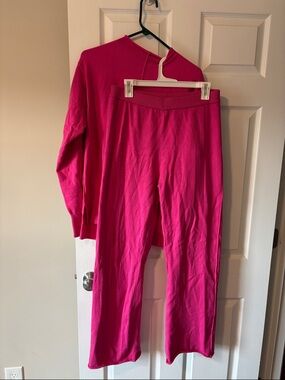 Bright Pink Women's Knit Pants & Top Set